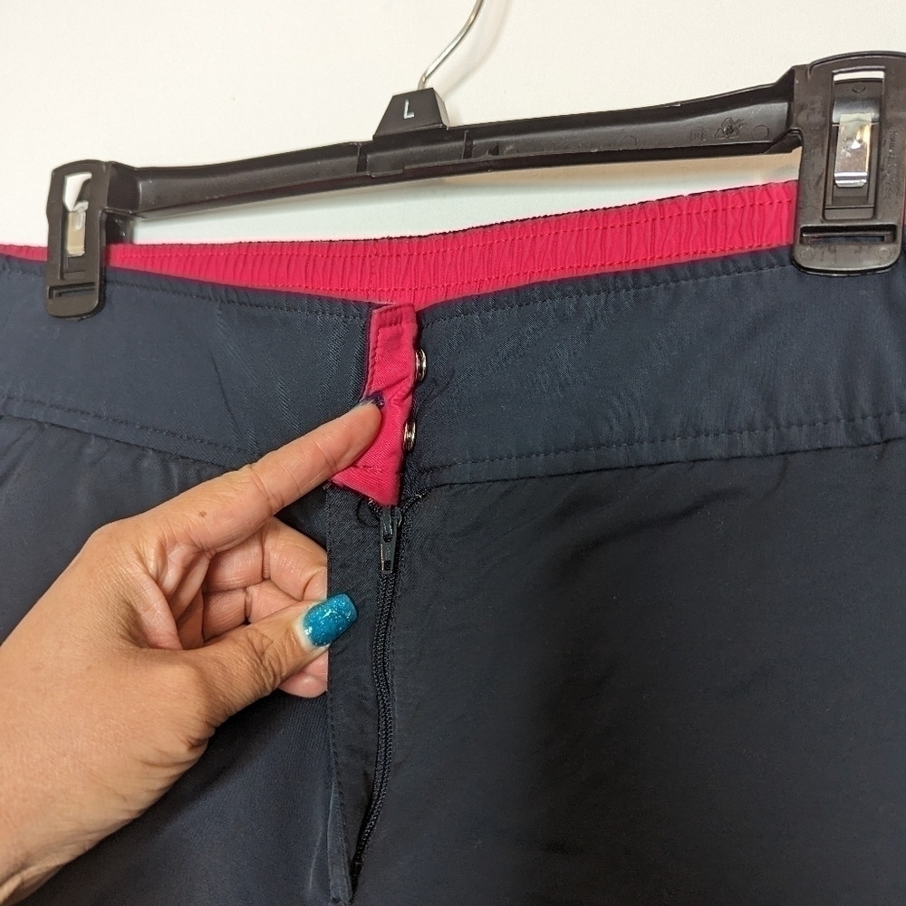 Navy Pink Striped Workout Cropped Pants - Picture 9 of 11